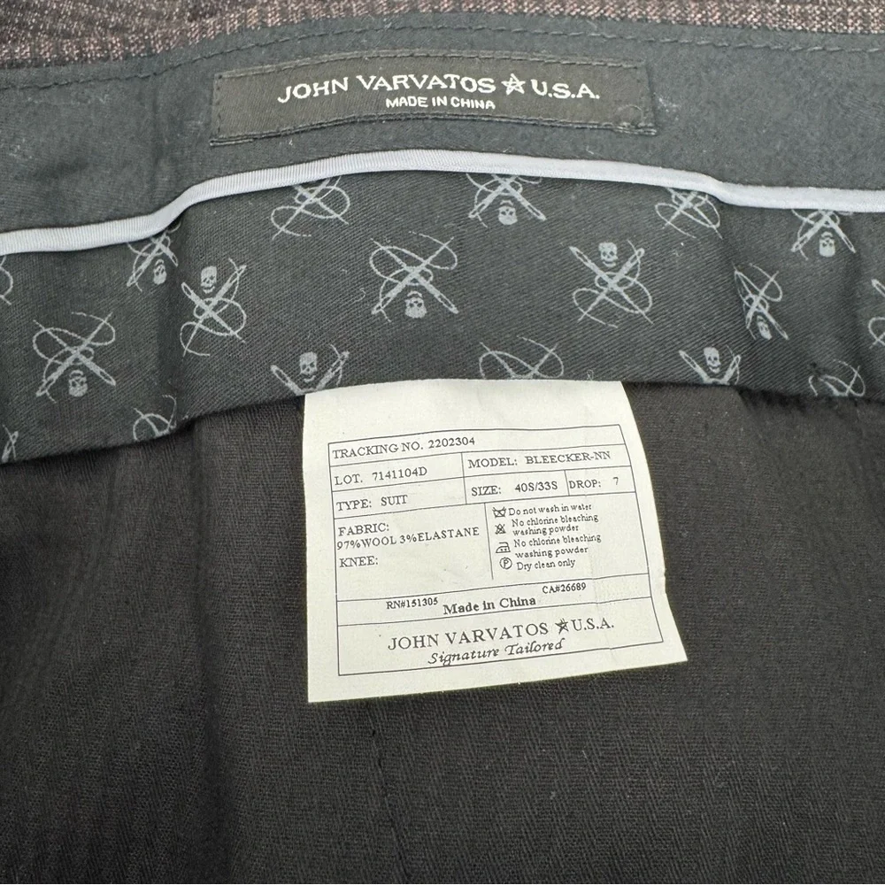 John Varvatos Bleecker-NN Wool 2-Piece Suit - NWT Size 40S 33S Brown MSRP $595